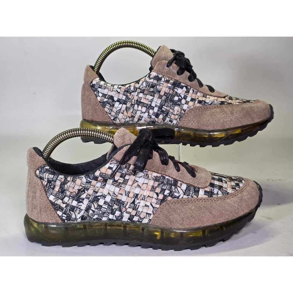 Bernie Mev Women's Sneakers Size 8 EU 39 Brown Suede Fabric Gel Straw Shoes Rare